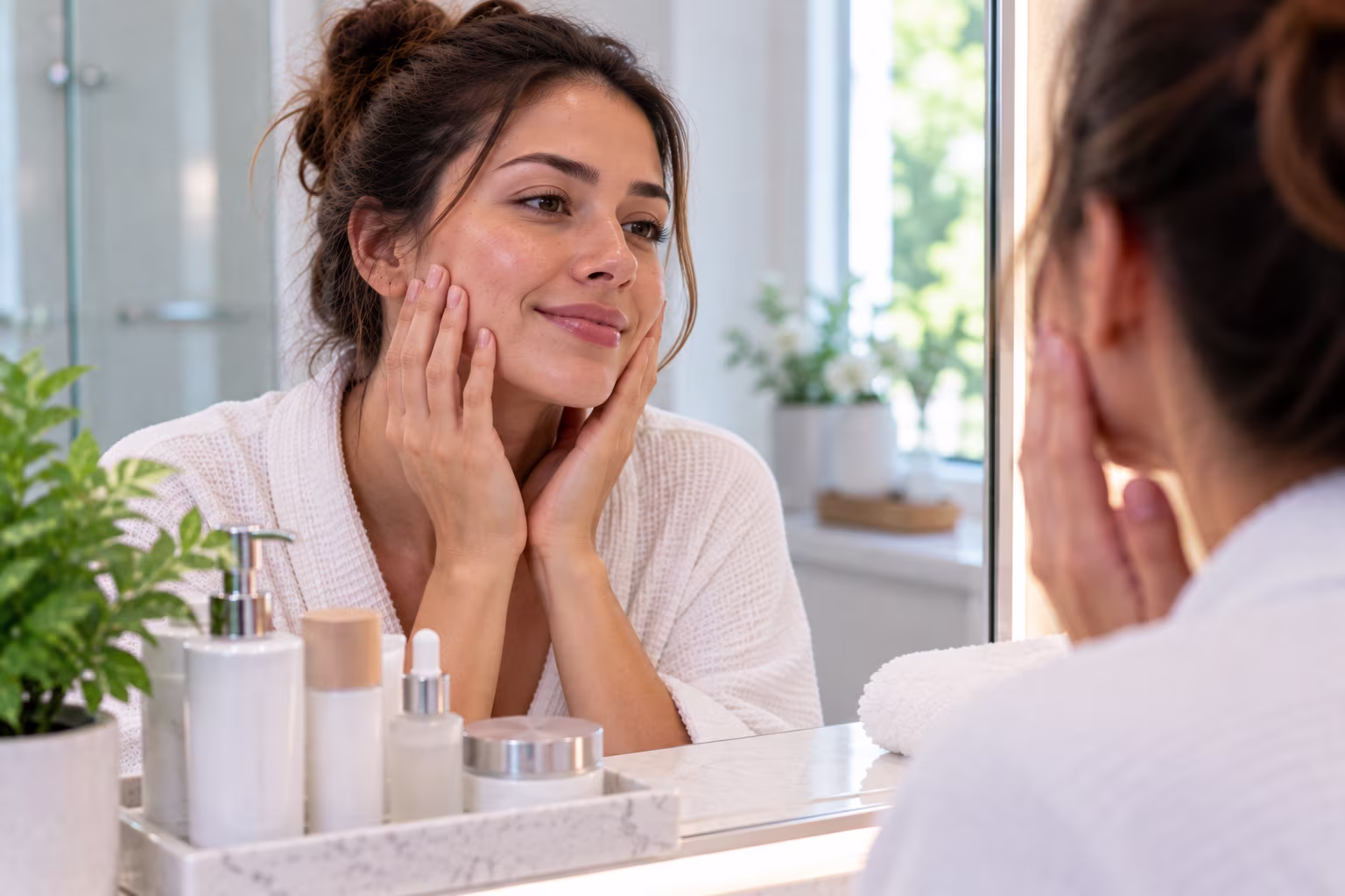 Woman receiving CoolPeel CO2 laser resurfacing treatment for acne scars in Denver clinic