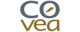 COVEA logo with stylized letters in gray and gold.