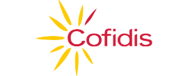 Cofidis company logo with stylized yellow and red sun rays around the red text Cofidis.