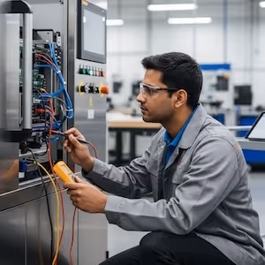 Techniker an einer Maschine