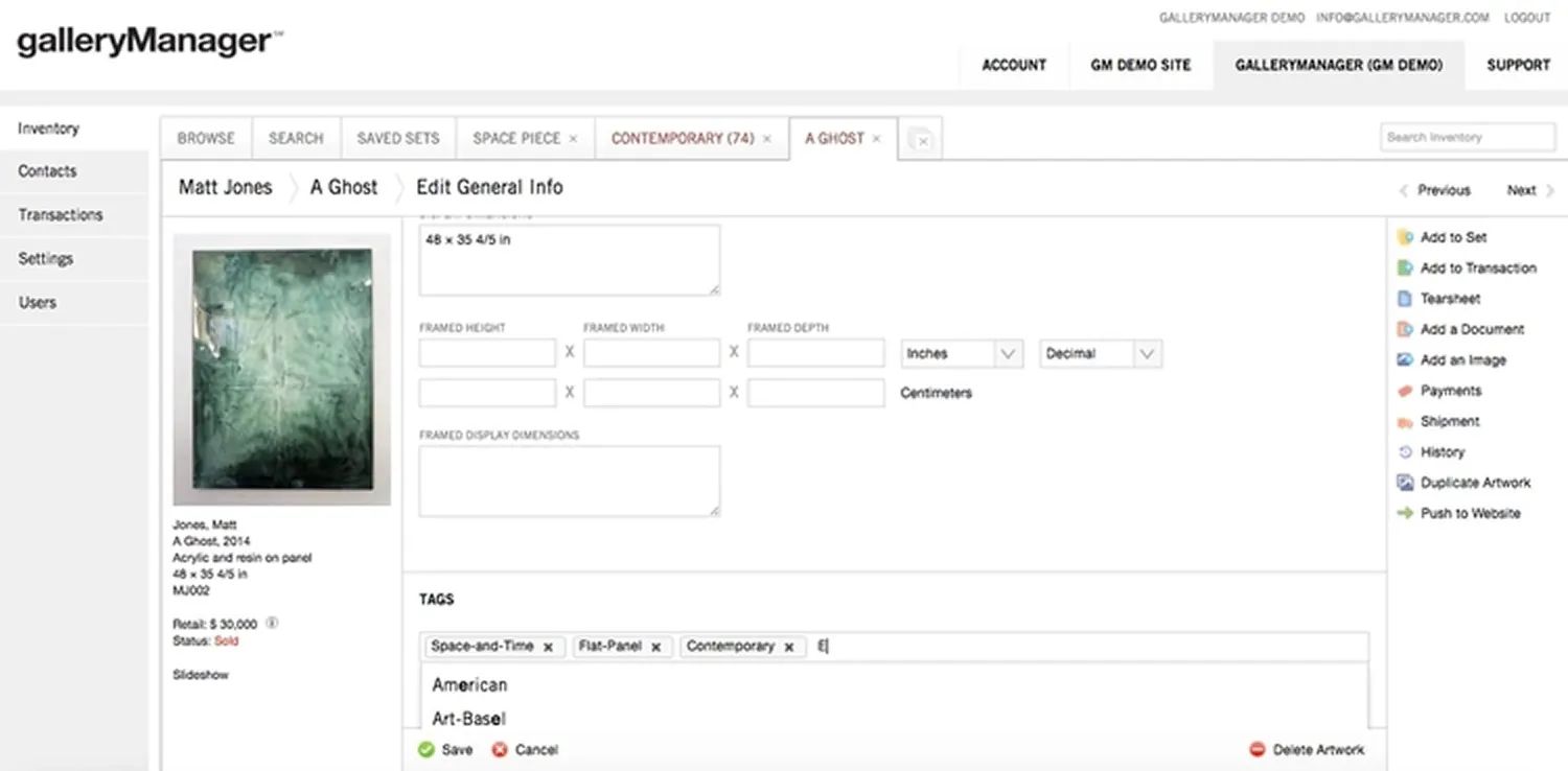 Adding Tags to Contacts and Artworks