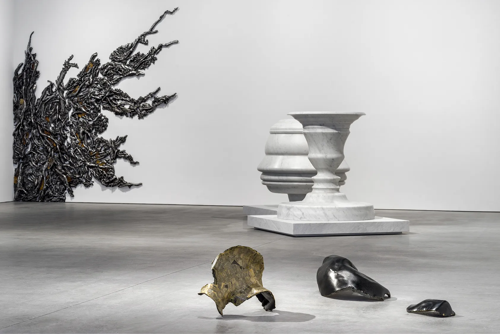 Installation view, “Your Patience is Appreciated,” an inaugural show, Marian Goodman Gallery, New York, 2024. Photo credit: Alex Yudzon