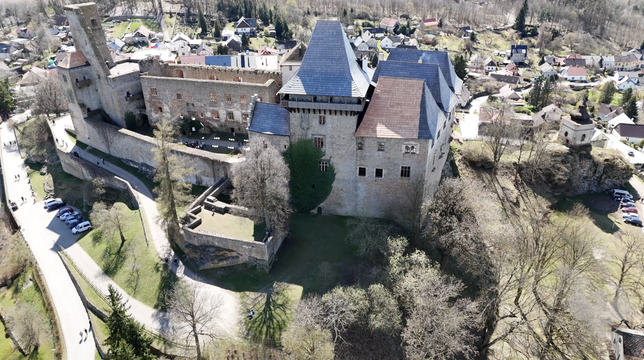 Aerial drone view of Lipnice Castle