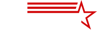 Red outline of a star with three horizontal red stripes extending from its left side on a white background.