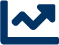 Icon of a rising line graph with an arrow pointing upwards indicating growth or progress.