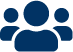 Blue icon representing a group of people with one person in front and three smaller figures behind.