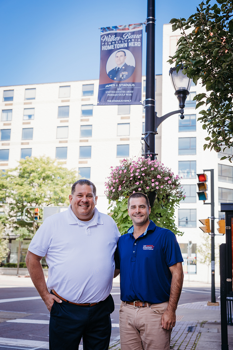 Michael Stadulis and Mike Harostock in downtown Wilkes-Barre.