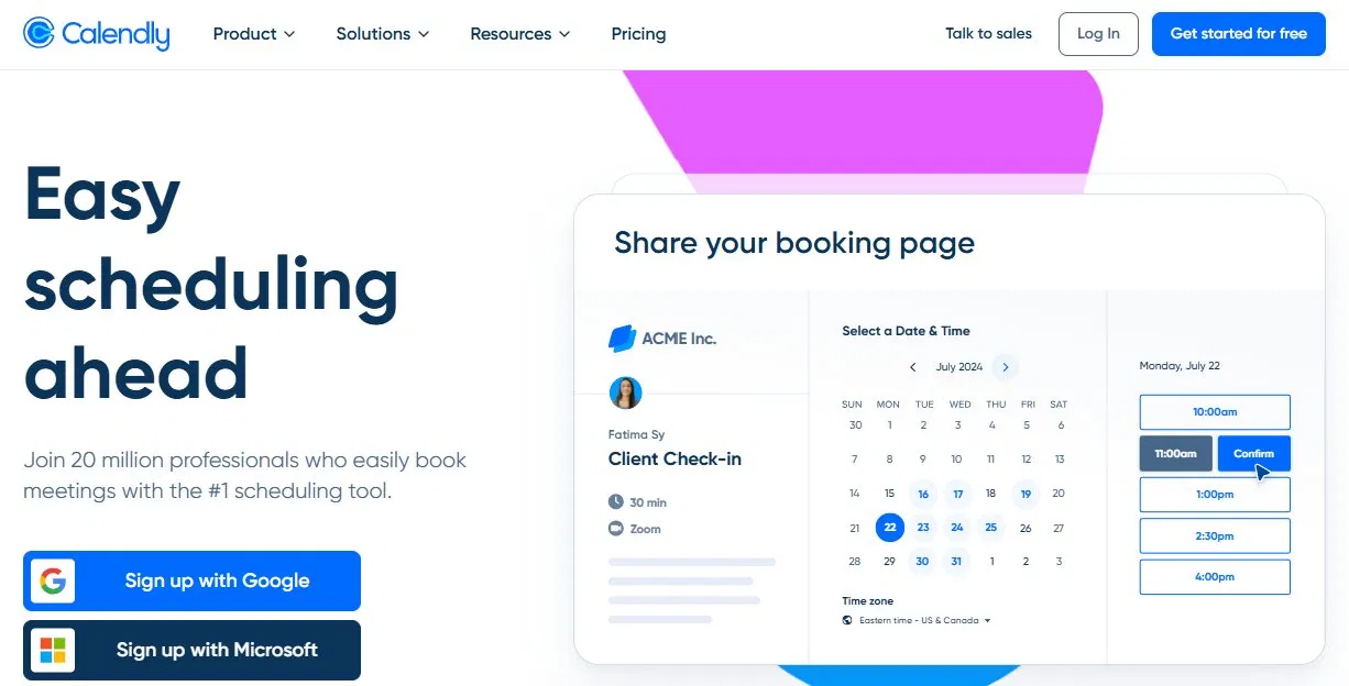 Calendly homepage