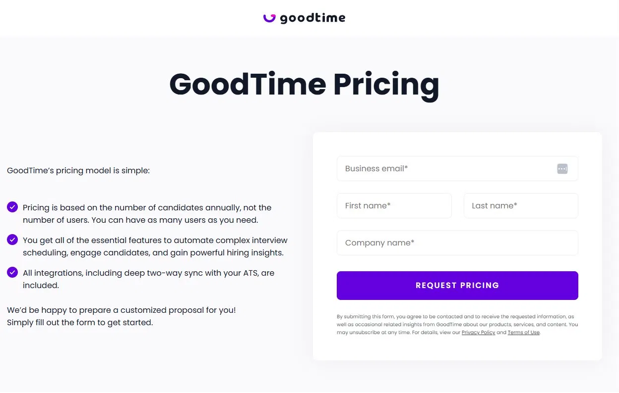 GoodTime pricing