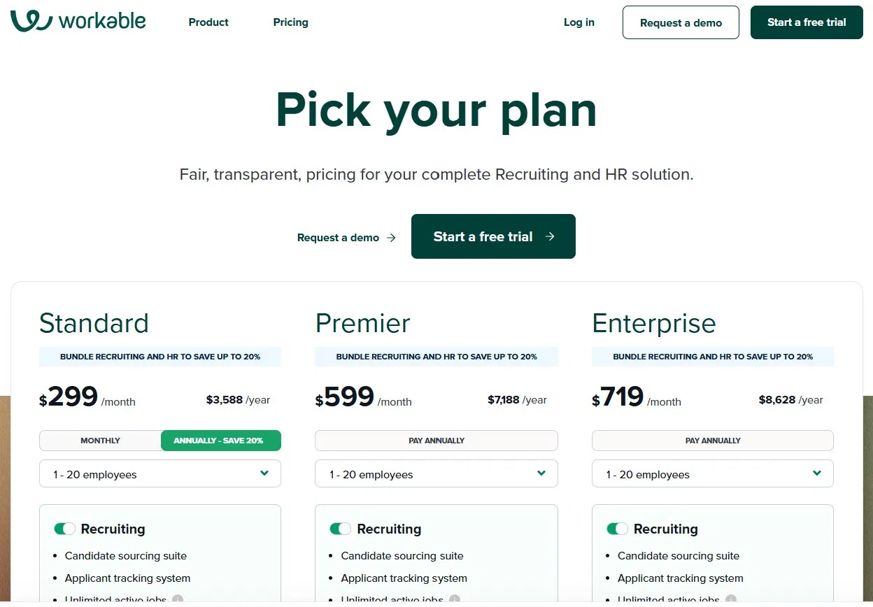 Workable pricing
