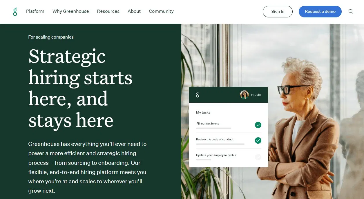 Greenhouse homepage