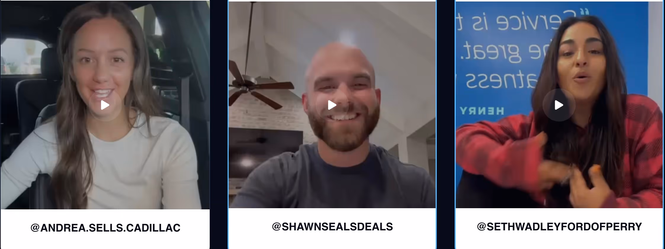 3 video stills of people on social media