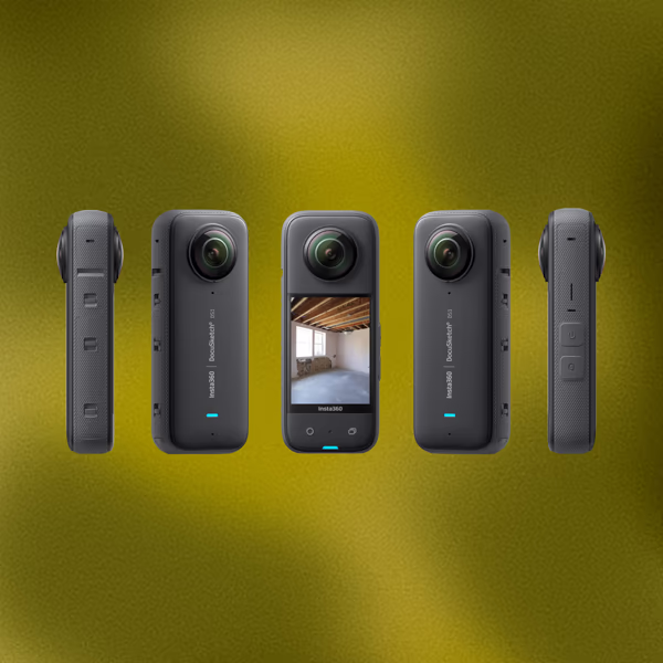 Multiple views of the black DocuSketch 360-degree camera