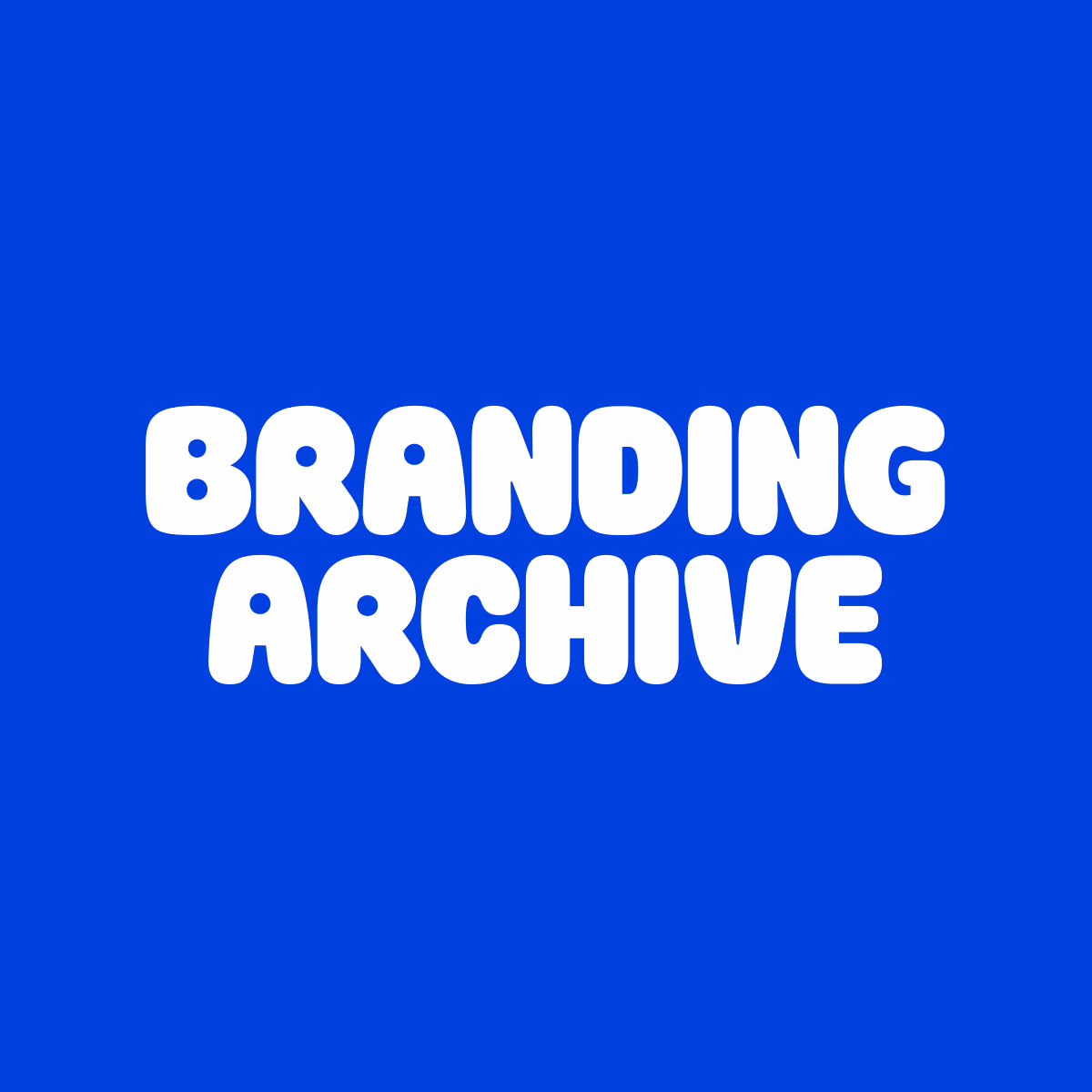 Branding Archive title in rounded white lettering on cobalt blue