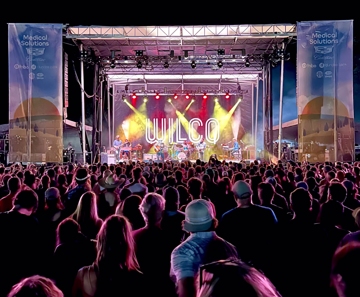 Crowd watching Wilco perform on the Outlandia festival stage