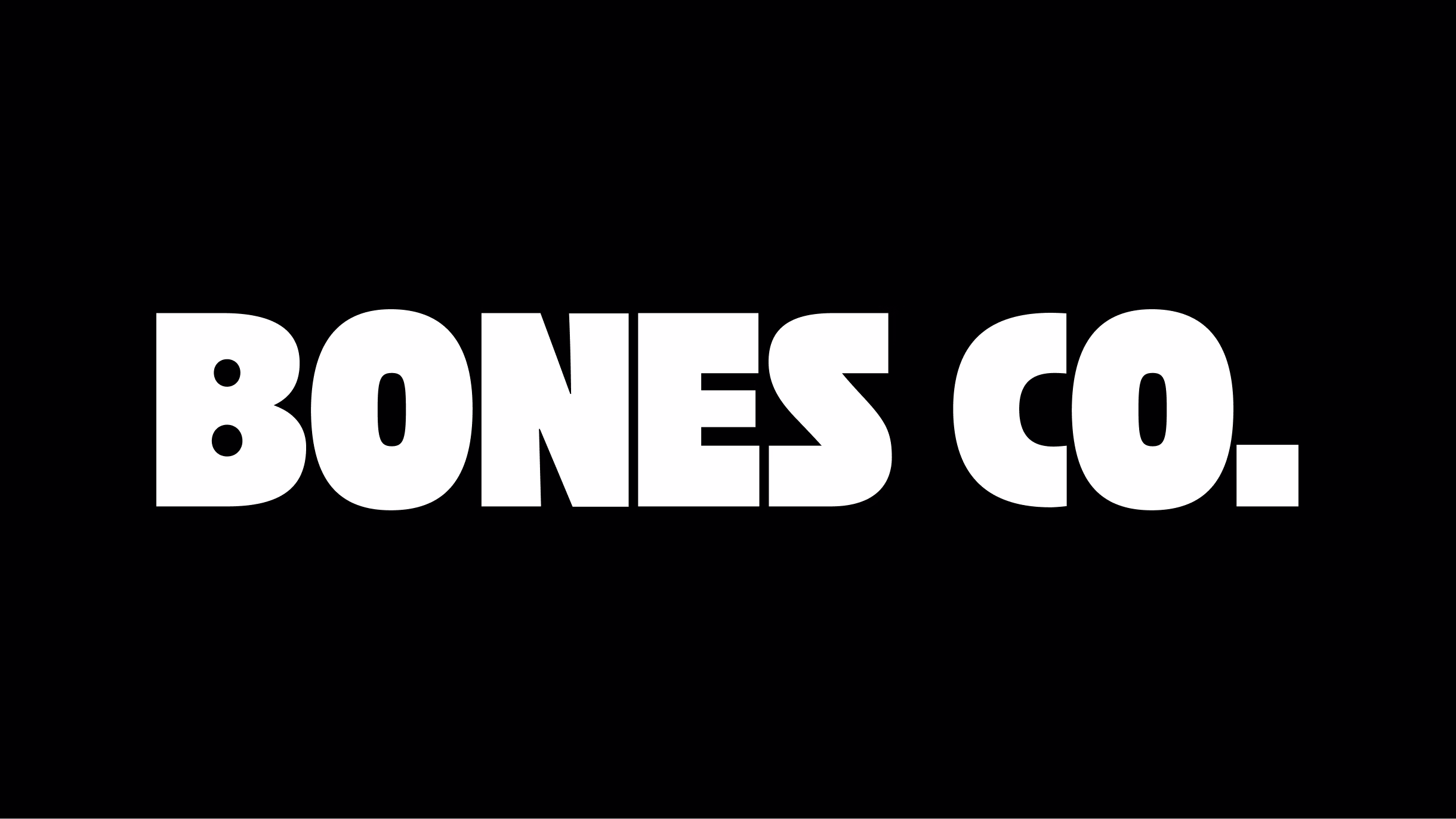 Bold white Bones Co. wordmark on black