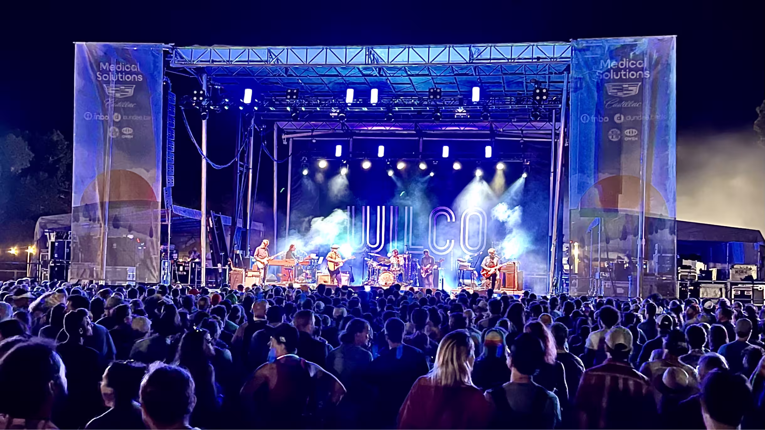 Outlandia concert crowd and stage at night