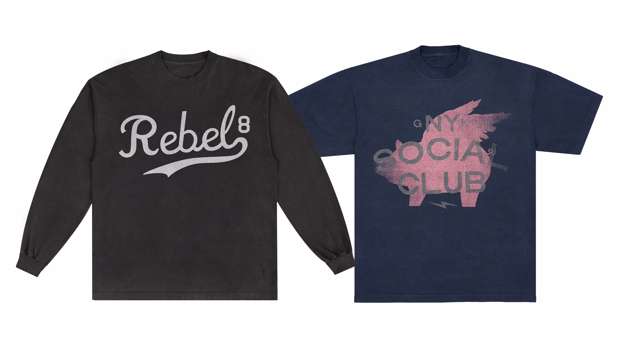 Black Rebel sweatshirt and navy Social Club T-shirt