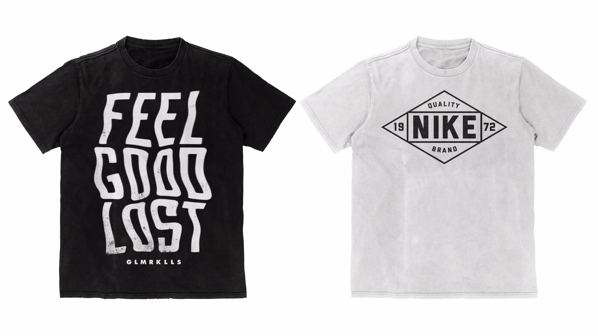 Black Feel Good Lost T-shirt and white vintage Nike T-shirt