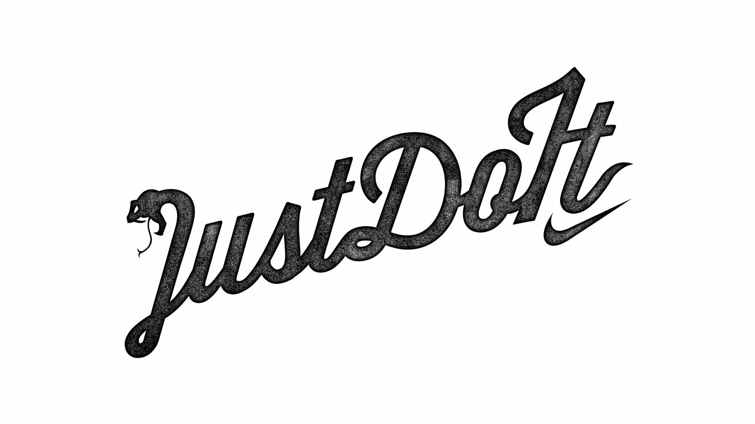 Hand-lettered black Just Do It wordmark on white