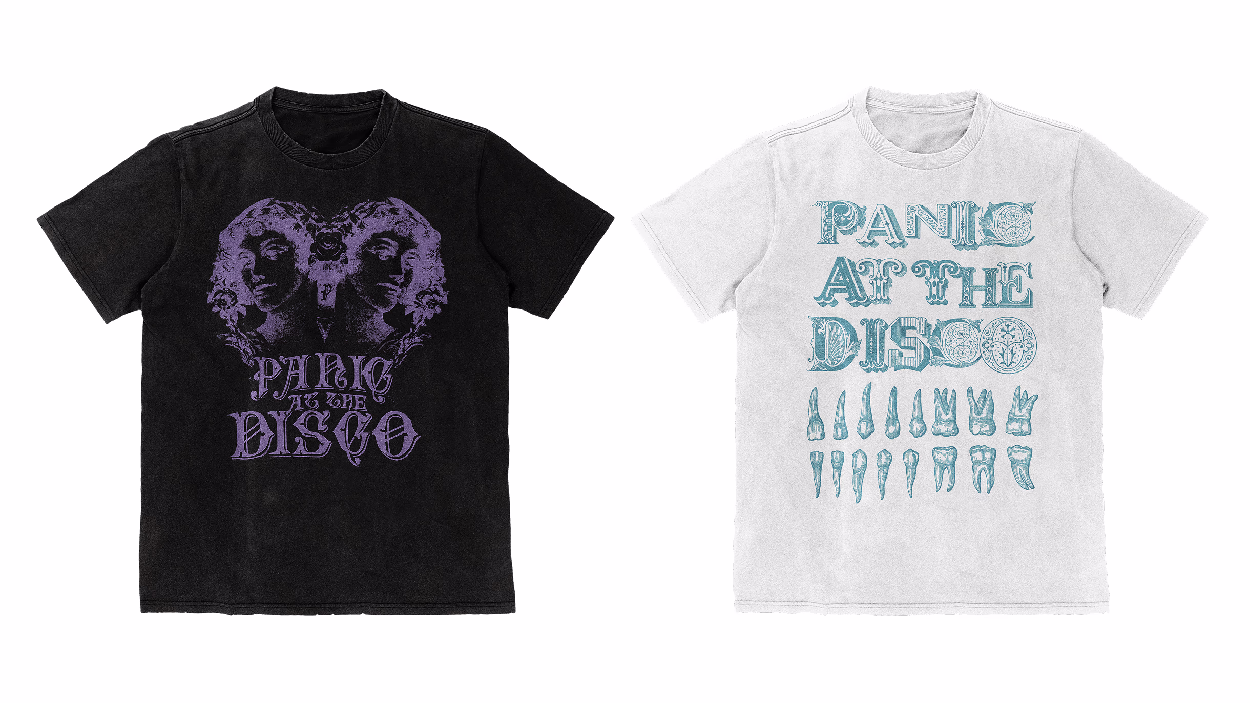 Black Panic at the Disco shirt and white band T-shirt