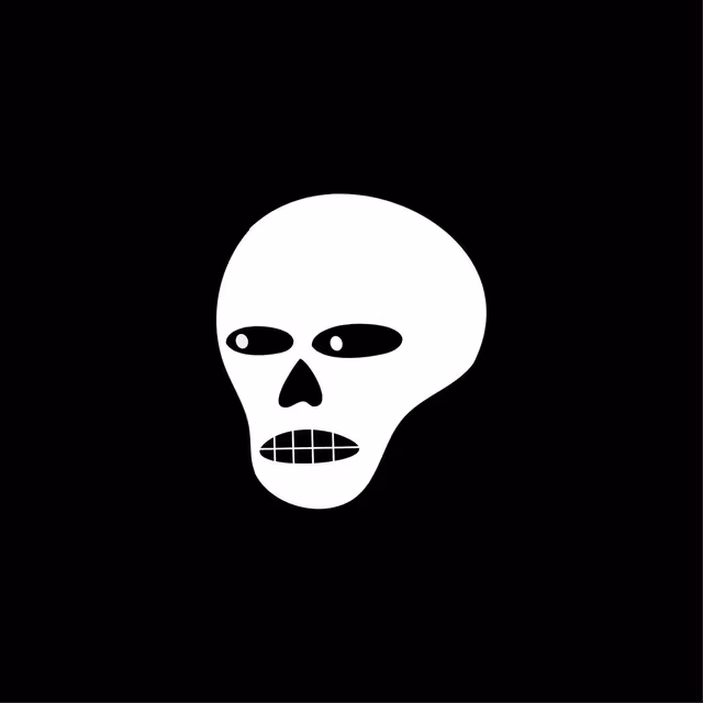 White skull icon centered on black