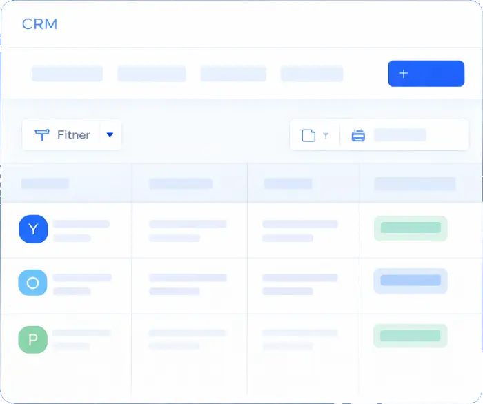 Interface CRM structurée pour centraliser contacts, dossiers et suivis dans un système organisé