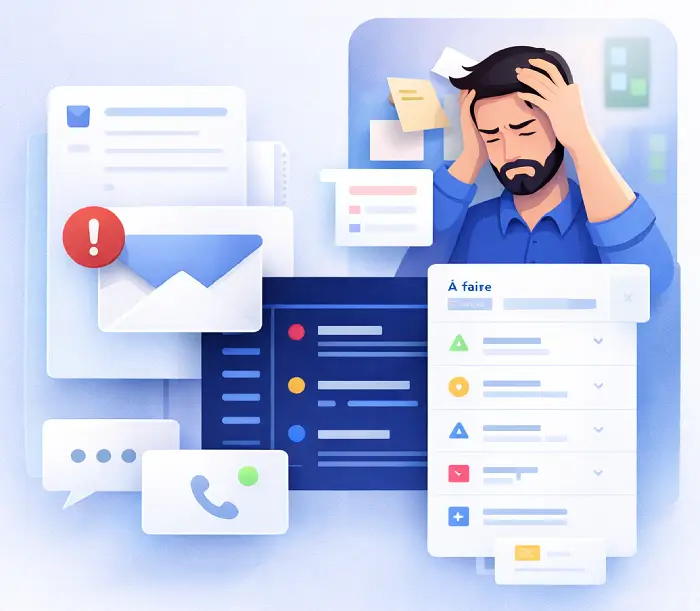 Dirigeant d’entreprise débordé par les tâches administratives sans automatisation