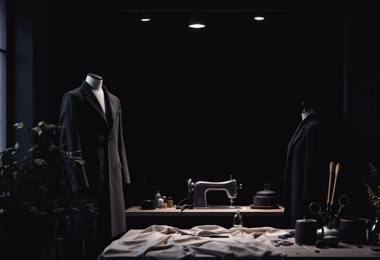 [background image] cozy tailor shop interior