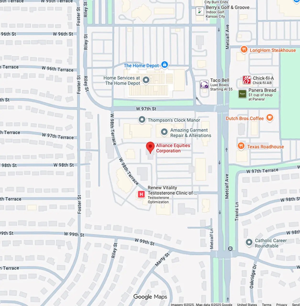 Static map showing The Alliance Companies office location