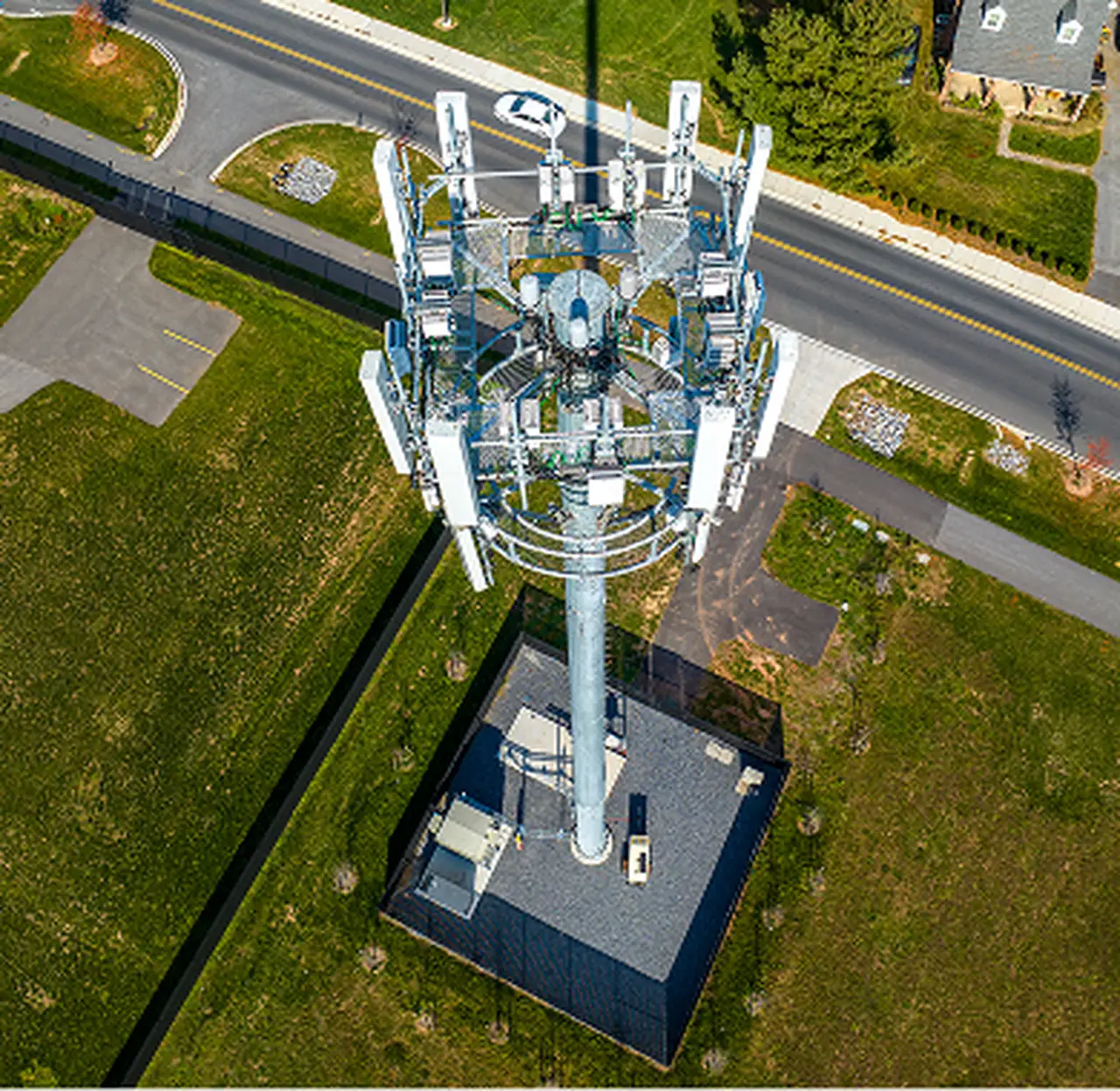 Looking down on a wireless infrastructure tower