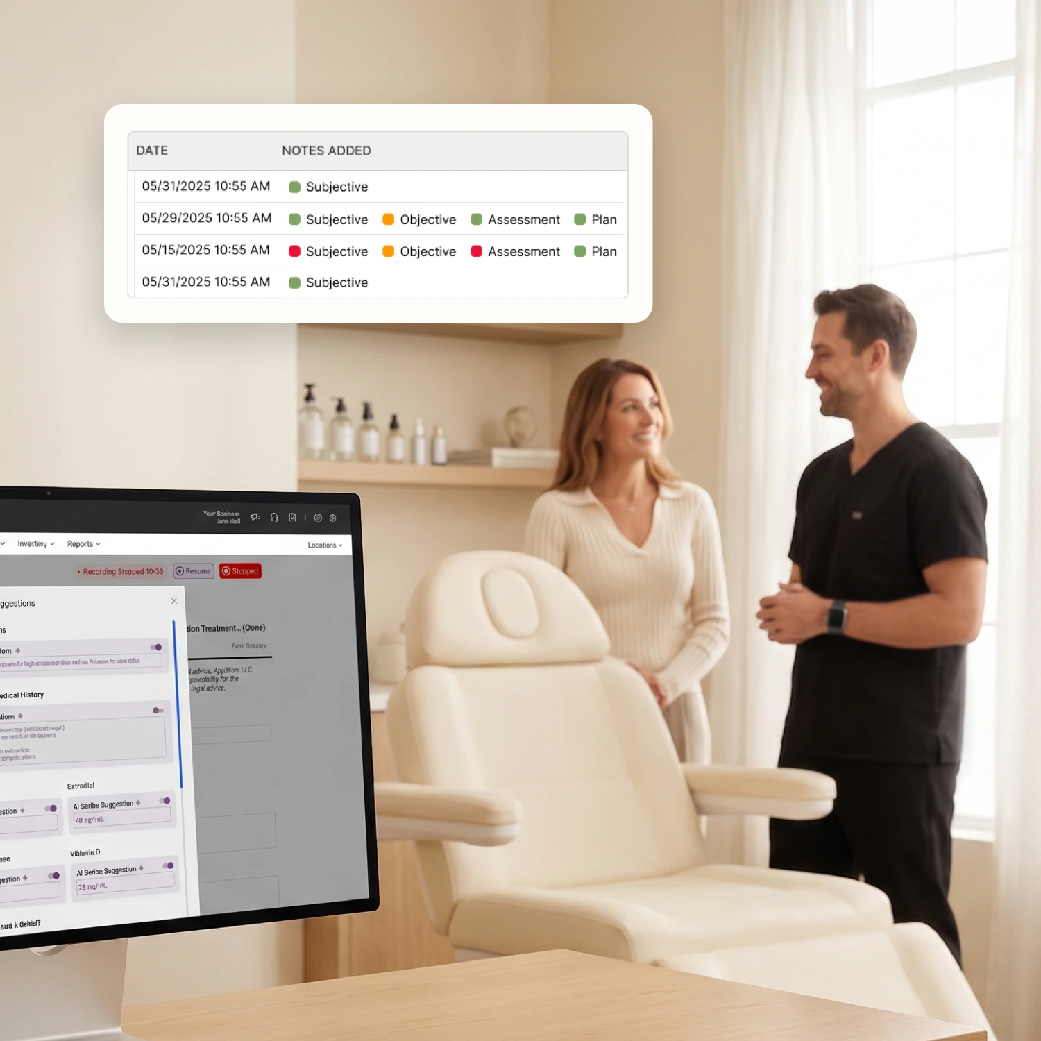 Reviewing AI Scribe suggestions before applying them to the chart