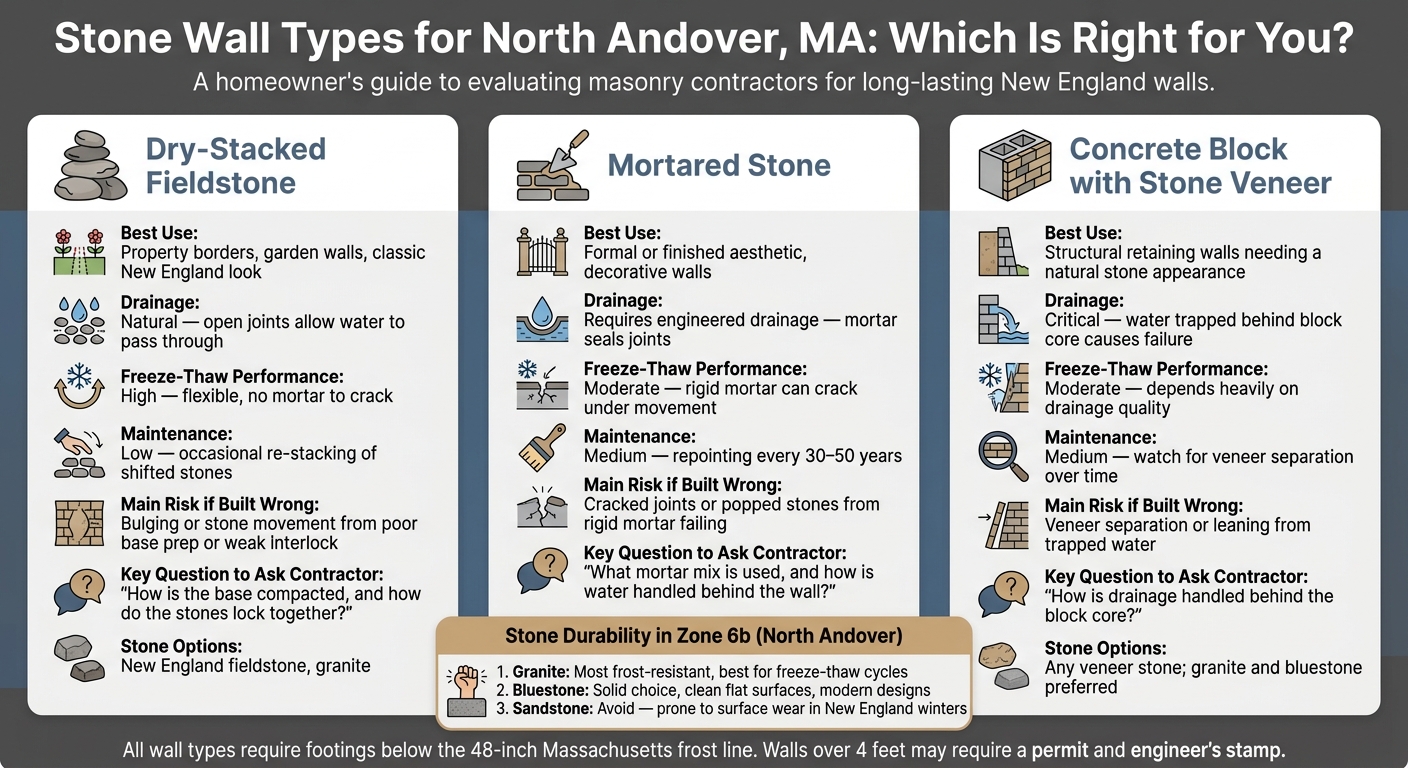 Stone Wall Types in North Andover: Comparison Guide for Homeowners