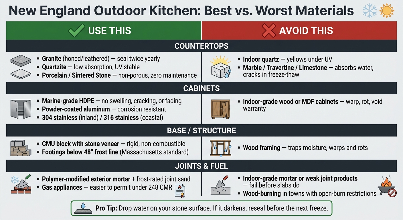 New England Outdoor Kitchen Materials: Best vs. Worst Picks
