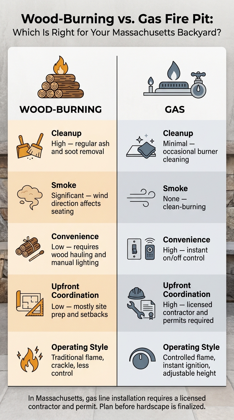 Wood-Burning vs. Gas Fire Pit: Which Is Right for Your Massachusetts Backyard?
