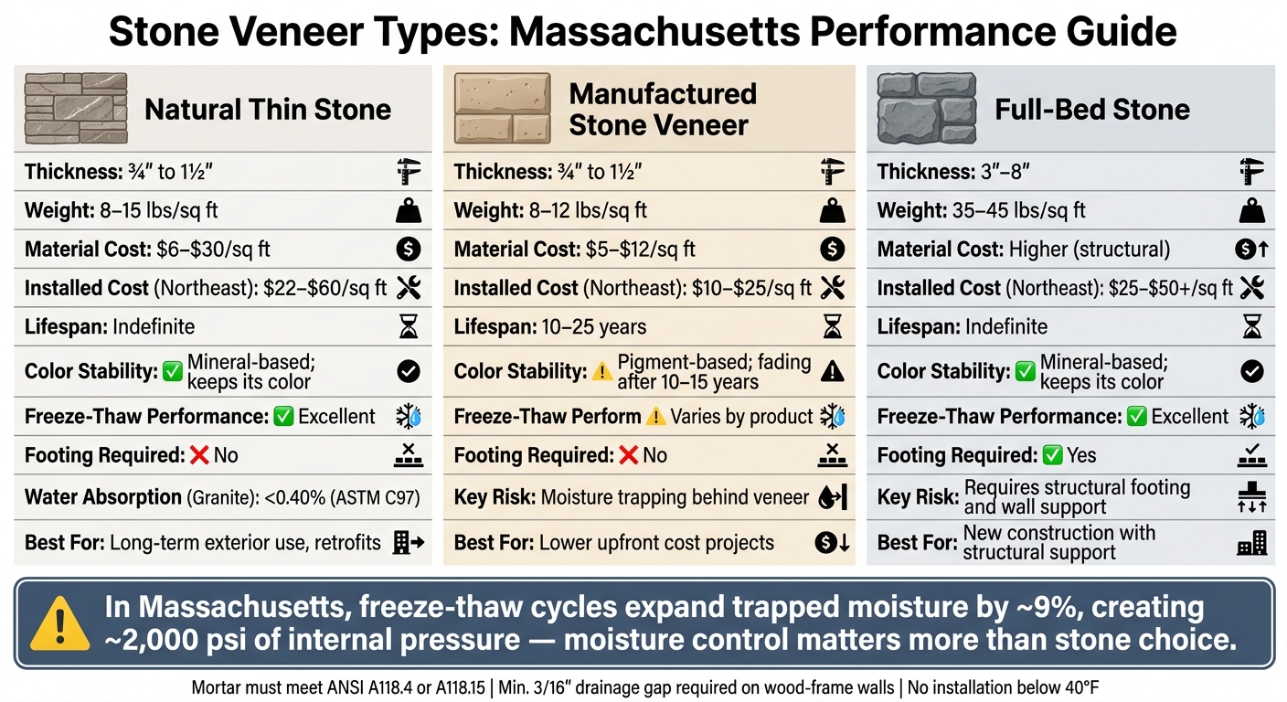 Stone Veneer Types Compared: Cost, Weight & Performance in Massachusetts