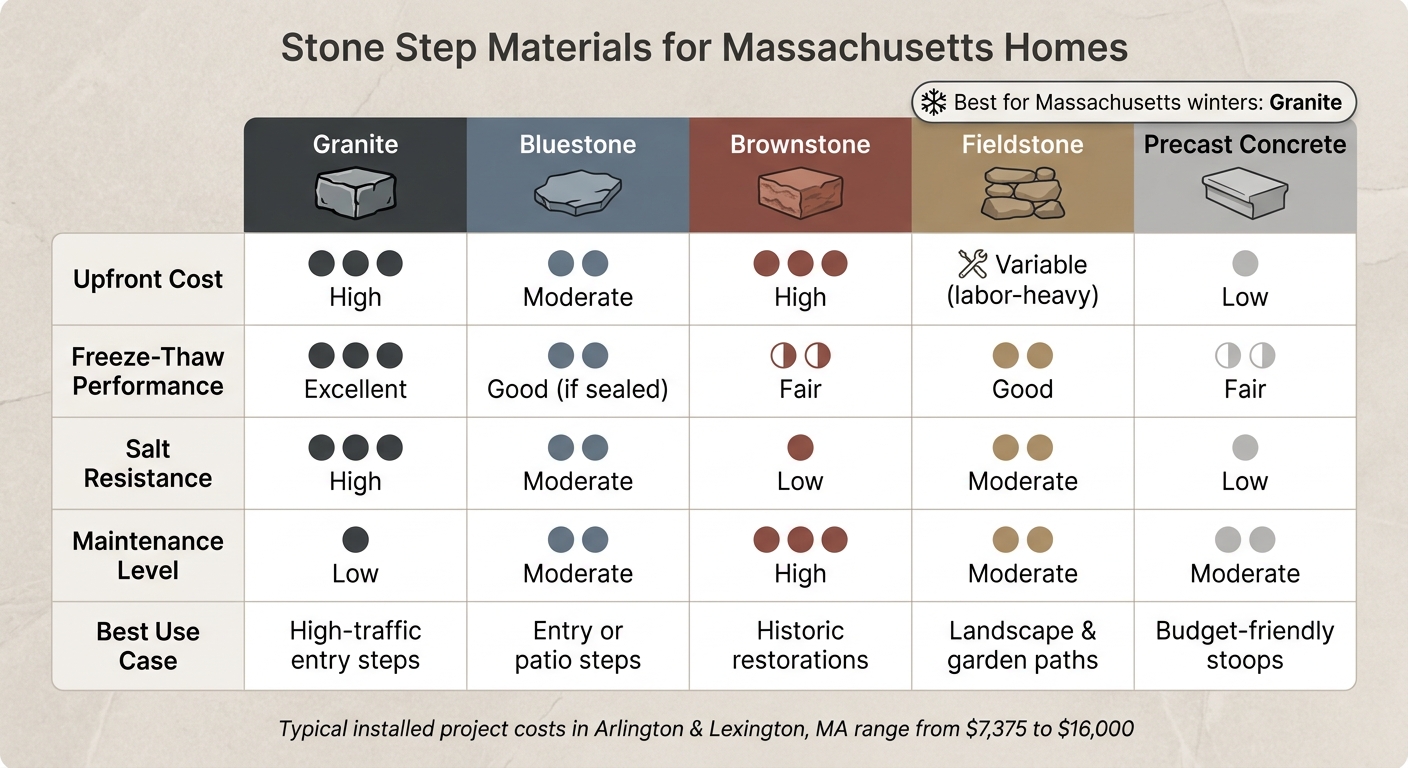 Stone Step Materials Compared: Cost, Durability & Salt Resistance in Massachusetts