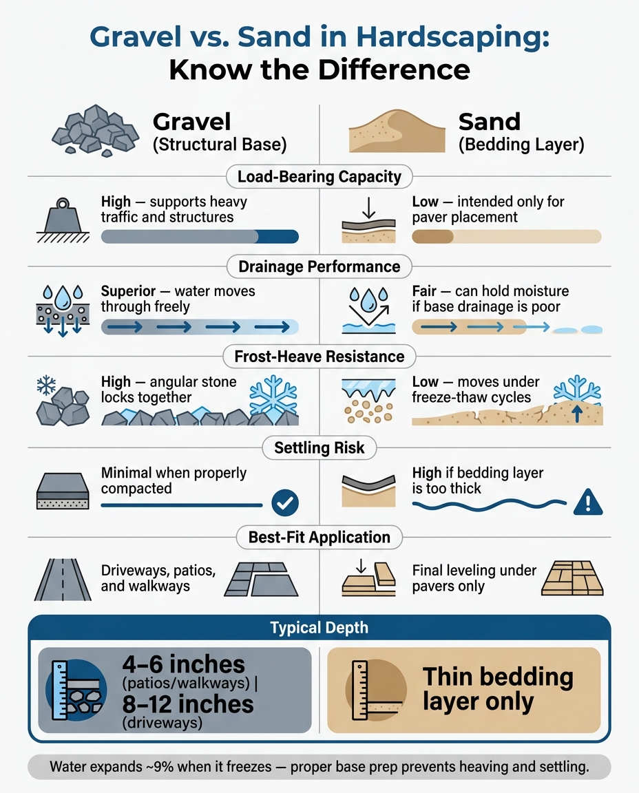 Gravel vs. Sand: Hardscape Base Comparison Chart
