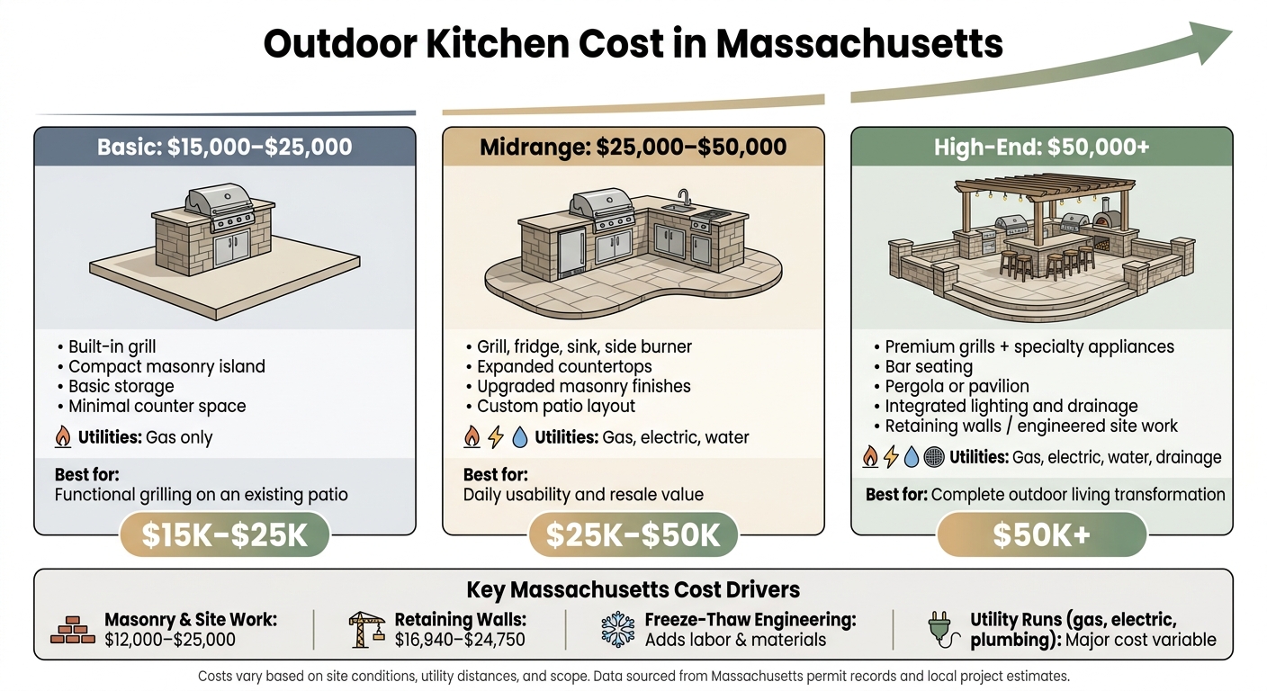 Outdoor Kitchen Cost in Massachusetts: Basic vs. Midrange vs. High-End