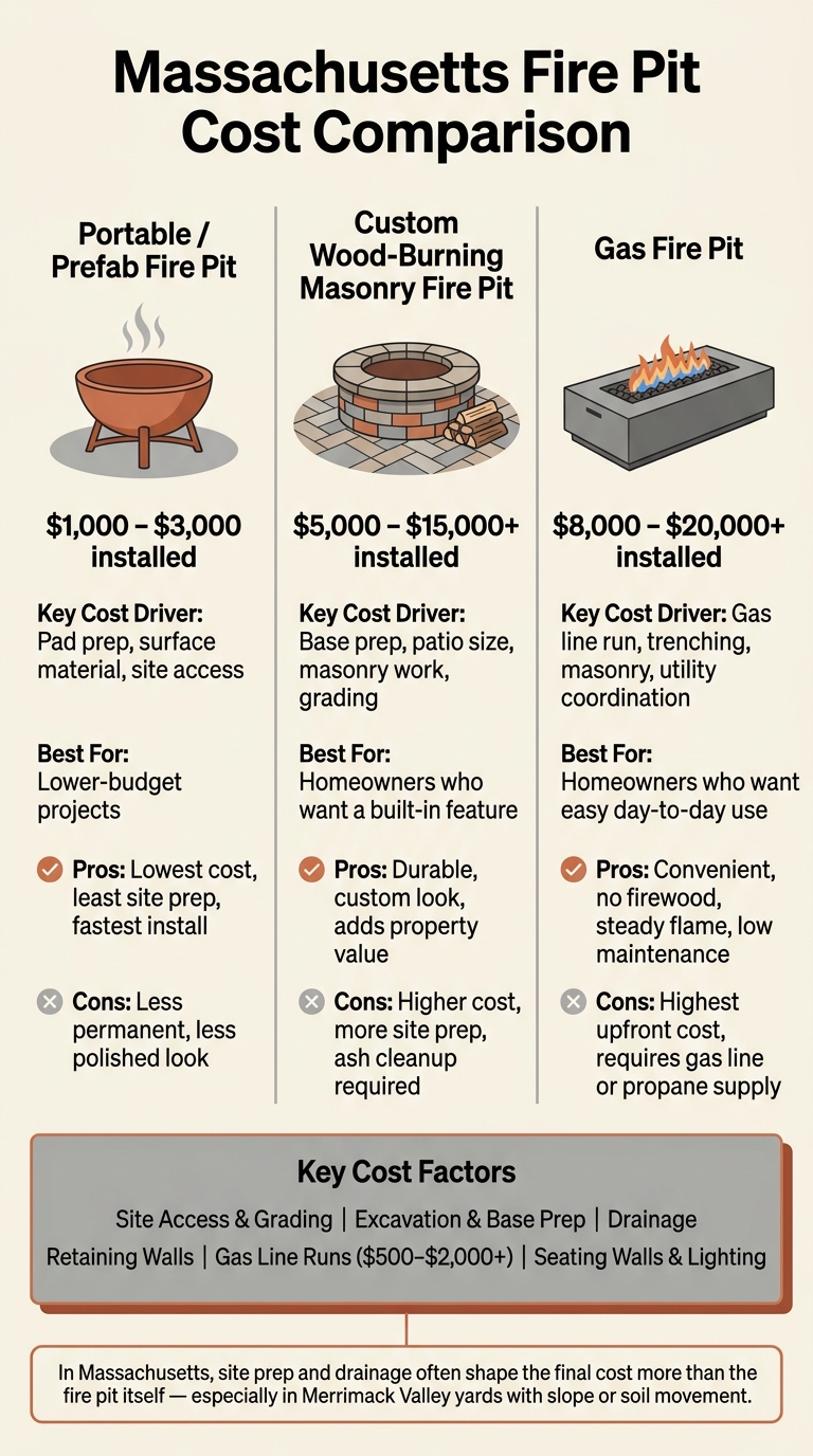 Massachusetts Fire Pit Cost Comparison: Prefab vs. Masonry vs. Gas