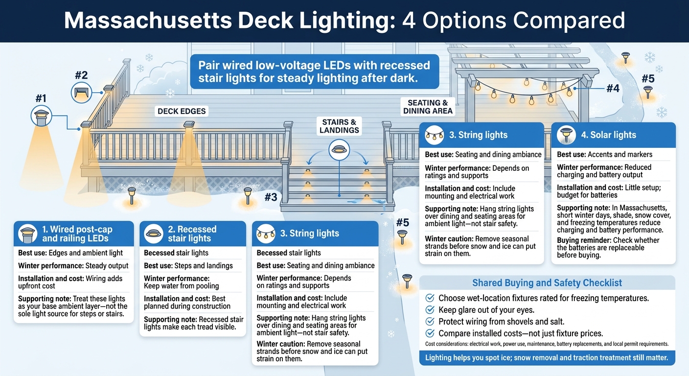 Massachusetts Deck Lighting: 4 Options Compared