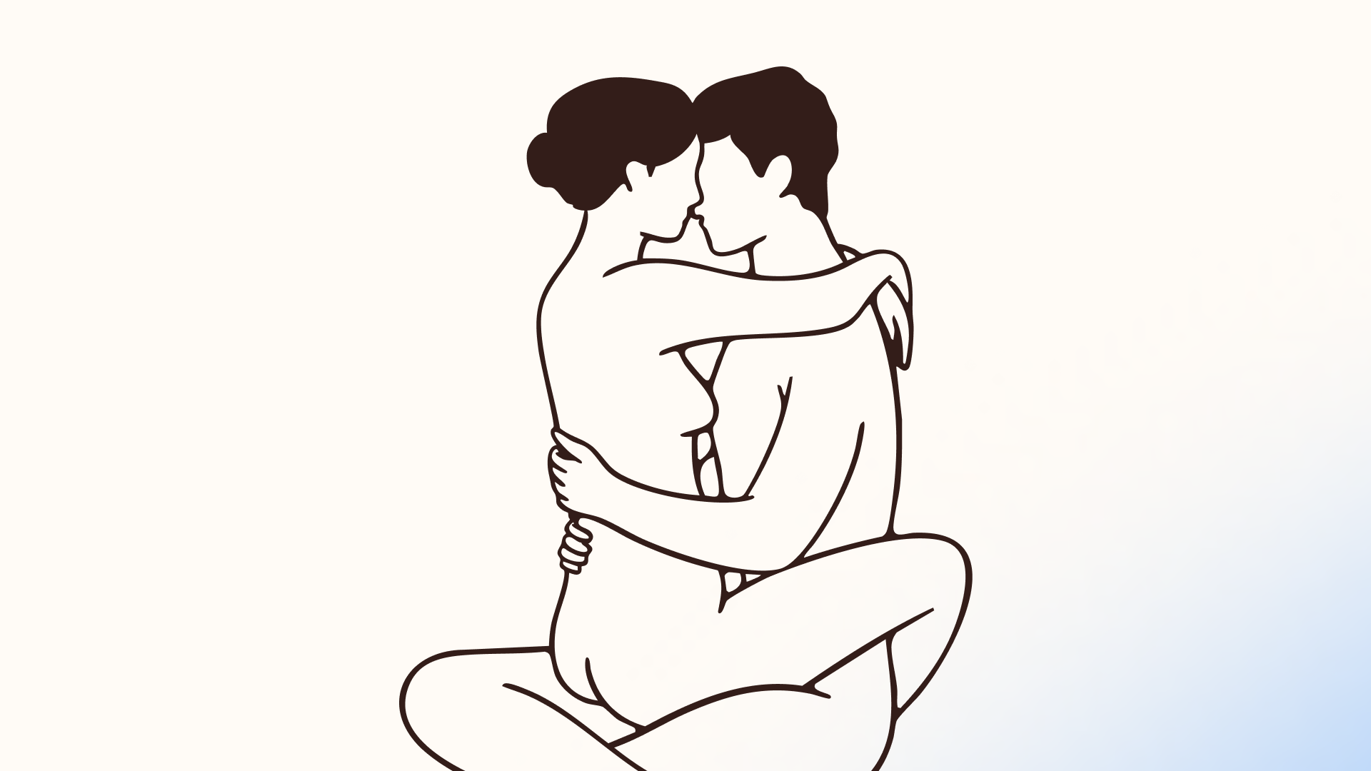 Line illustration of two partners sitting upright and facing each other.