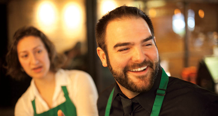 Smiling Starbucks team