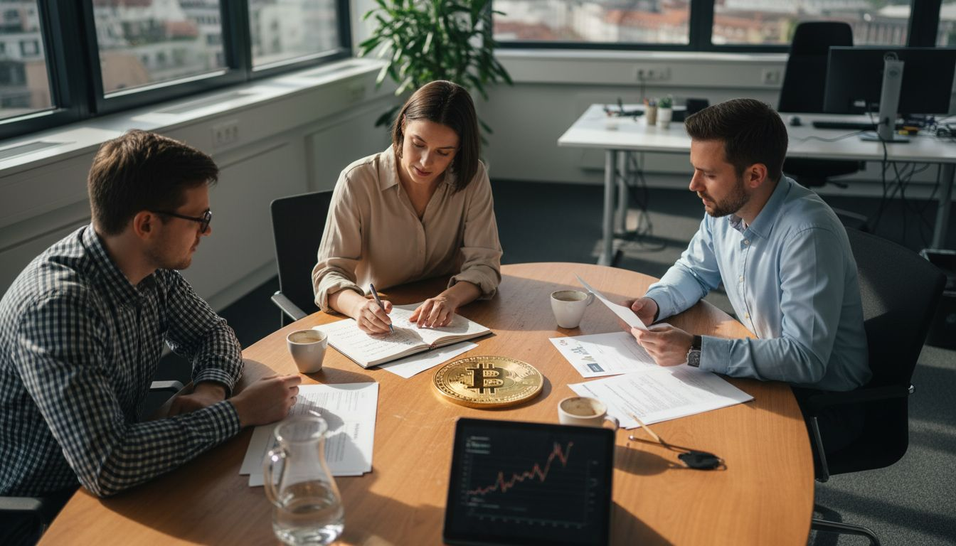 Team-Meeting rund um Bitcoin und wichtige Dokumente