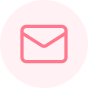 White envelope icon inside a pink circular background.