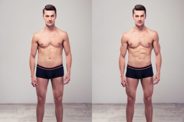 Durchtrainierter junger Mann in Frontalaufnahme