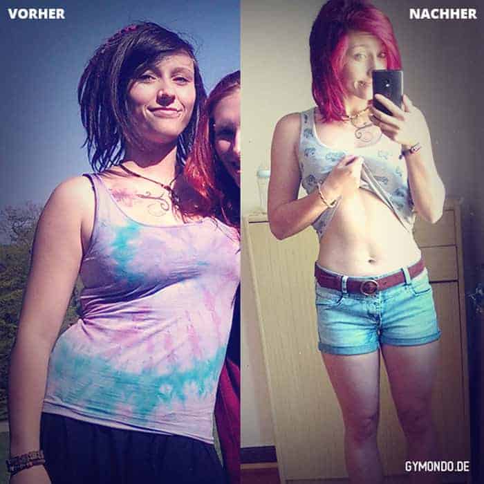 Vorher Nachher Bild von GYMONDO Mitglied Melina