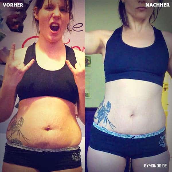 Vorher Nachher Bild von GYMONDO Mitglied Melanie