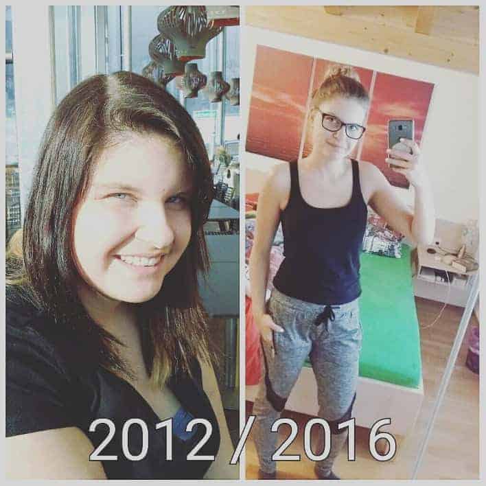 Vorher nachher Bild von Angela (2012 und 2016)