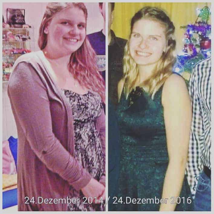 Vorher nachher Bild von Angela (2014 und 2016)